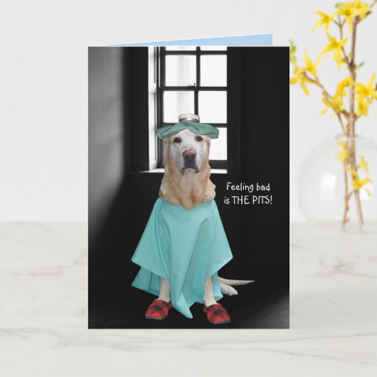 Carte Drôle Chien/Lab Se Bien (Fleur jaune)