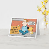 Carte Drôle Chien ne veut pas être réparé Joyeux anniver (Fleur jaune)