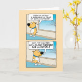 Carte Drôle chien peur de l'écureuil anniversaire (Fleur jaune)