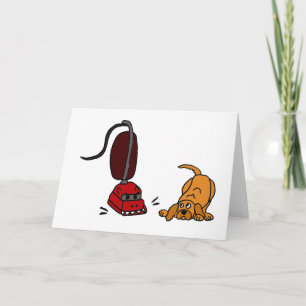 Carte Drôle chien peur du nettoyeur à vide