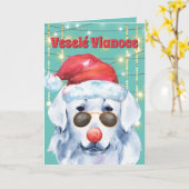 Carte Drôle chien slovaque Cuvak dans les lumières Vesel (Fleur jaune)