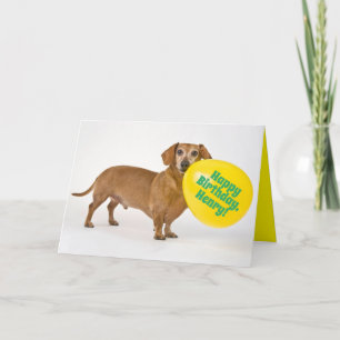 Carte Drôle Chien Wiener Avec Balloon D'Anniversaire Per