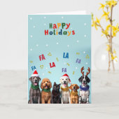 Carte Drôle Choir Chat de Chien Happy Holidays Card (Fleur jaune)