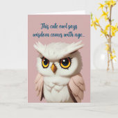 Carte Drôle chouette chouette rose chouette Joyeux anniv (Fleur jaune)