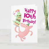 Carte Drôle Cochon Ajouter L'Âge Géant Caricature Gâteau (Devant)