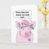 Carte Drôle Cochon Semble Gros Il Aime Ça Salutation (Fleur jaune)