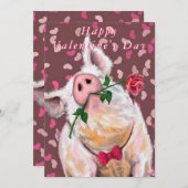 Carte Drôle Cochon Valentine's Day Card Piggy Gentleman (Devant / Derrière)