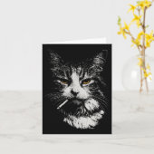 Carte Drôle Cool Chat Fumer Mème Drôle Cat Ga (Fleur jaune)