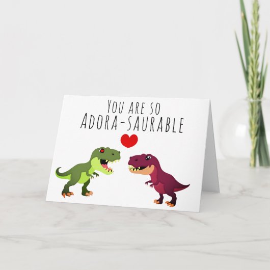 Carte Drôle Couple De Dinosaures Kawaii Jeu De Mots Sain (Devant)