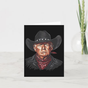 Carte Drôle Cowboy Western Donald Trump Us Drapeau 2024