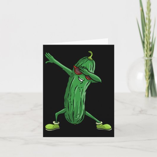 Carte Drôle Dabbing Pickle Cadeau Cute Dancing Cucumber (Devant)