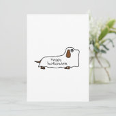 Carte Drôle dachshund fantôme halloween dessin (Debout devant)