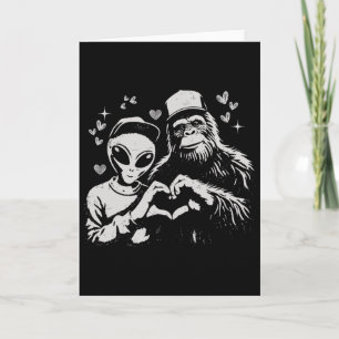 Carte Drôle d'alien et Bigfoot Saint-Valentin Drôle de C