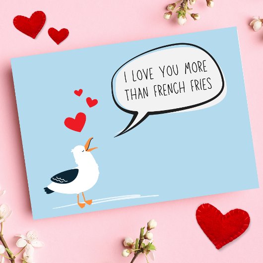 Carte Drôle d'amour plus que de frites Saint-Valentin