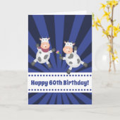 Carte Drôle Dancing Cow Couple Joyeux 60e anniversaire (Fleur jaune)