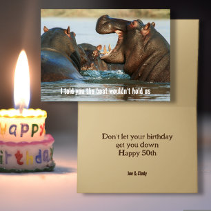 Carte drôle d'anniversaire avec des hippopotames p