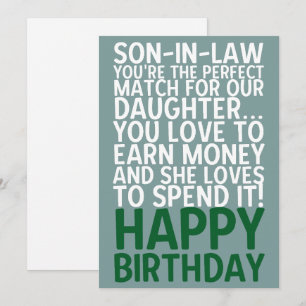 Carte drôle d'anniversaire pour gendre avec une bl