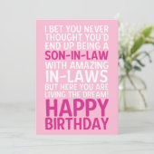 Carte drôle d'anniversaire pour gendre sarcastique (Debout devant)