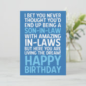 Carte drôle d'anniversaire pour le beau-fils (Debout devant)