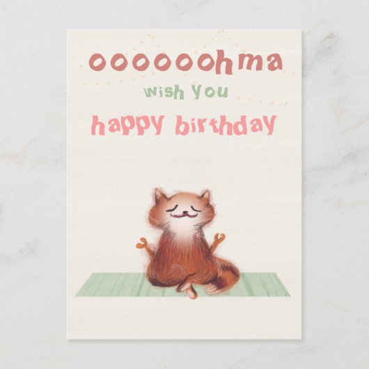 Carte drôle d'anniversaire Yoga Méditation Chat Mi (Devant)