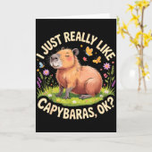 Carte Drôle d'art de capybara pour hommes femmes enfants (Fleur jaune)