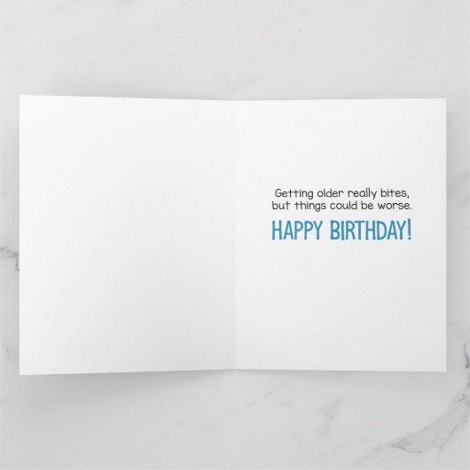 Carte Drôle Dauphin Nip et requin Bite Anniversaire (Intérieur)