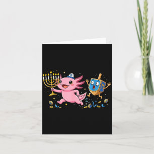 Carte Drôle d'Axolotl Dreidel Menorah Hanukkah Enfants F