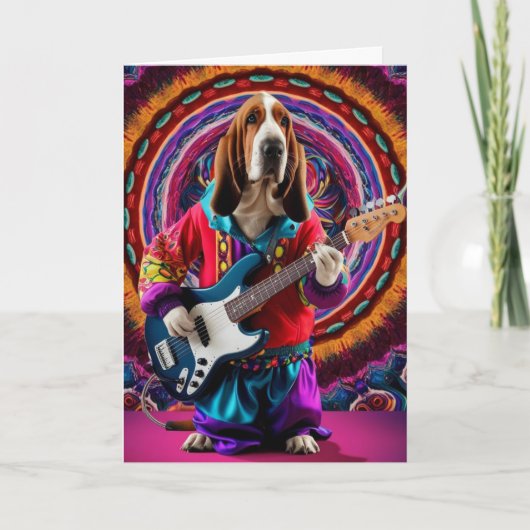 Carte drôle de Basset Hound Rock Star (Devant)