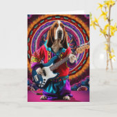 Carte drôle de Basset Hound Rock Star (Fleur jaune)