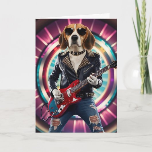 Carte drôle de Beagle Rock Star (Devant)
