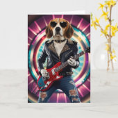 Carte drôle de Beagle Rock Star (Fleur jaune)