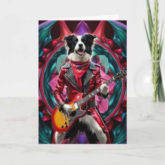 Carte drôle de Border Collie Rock Star (Devant)