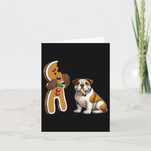 Carte Drôle de bouledogue anglais mordant un joyeux pain