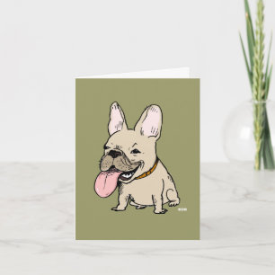 Carte Drôle de Bouledogue Français avec une énorme langu