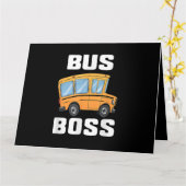 Carte Drôle de bus patron chauffeur de bus scolaire (Fleur jaune)