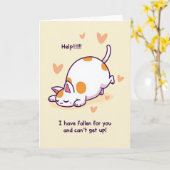 Carte drôle de chat amoureux pour vous (Fleur jaune)