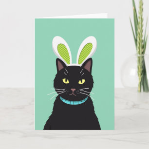 Carte drôle de chat aux oreilles de lapin