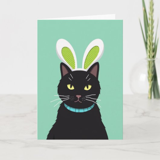 Carte drôle de chat aux oreilles de lapin (Devant)