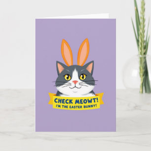 Carte drôle de chat aux oreilles de lapin