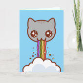 Carte drôle de chat - CAT PUKING RAINBOW (Devant)
