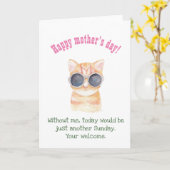 Carte drôle de chat de mère de carte drôle du jour (Fleur jaune)