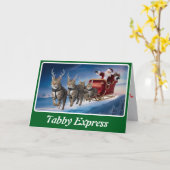 Carte Drôle de chat gris tabby Noël (Fleur jaune)