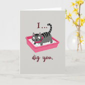 Carte drôle de chat je vous aime (Fleur jaune)