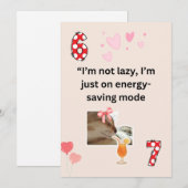 Carte drôle de chat paresseux en mode d'économie d (Devant / Derrière)