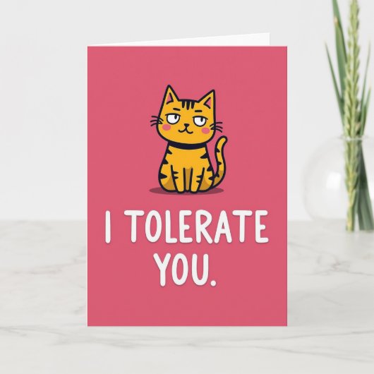 Carte Drôle de Chat que je Tolère (Devant)