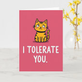 Carte Drôle de Chat que je Tolère (Fleur jaune)