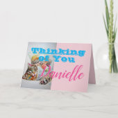 Carte drôle de chat tigré pensant à vous femme (Devant)