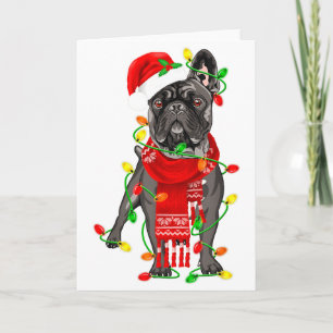 Carte Drôle de chien Bouledogue français arbre de Noël l