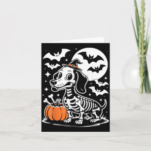 Carte Drôle de chien squelette d'Halloween os de chiot e