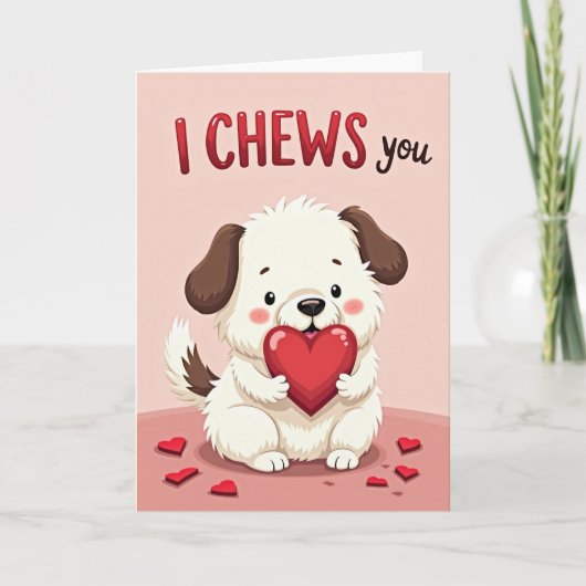 Carte drôle de chiot qui vous mâche (Devant)